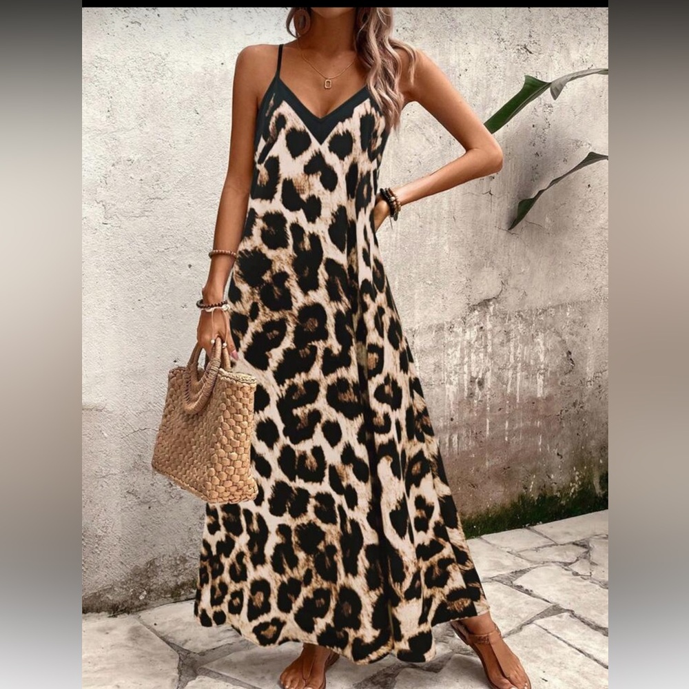 BNWOT SHEIN Leopard Print Maxi Dress - Picture 2 of 6
